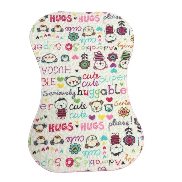 Hand Crafted Flannel Burp Cloth Contoured Padded Fabric Quilted Reversible - Picture 8 of 9